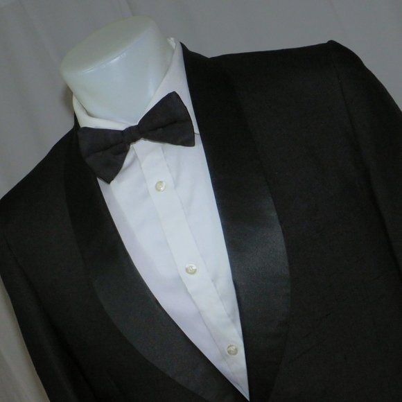 Rogers Peet Vintage Matka Silk Black Shawl Collar One Button Tuxedo 38S - Picture 6 of 14